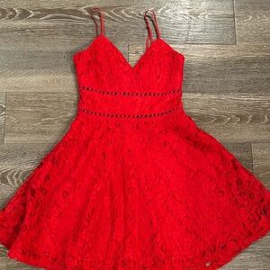 red lace mini dress